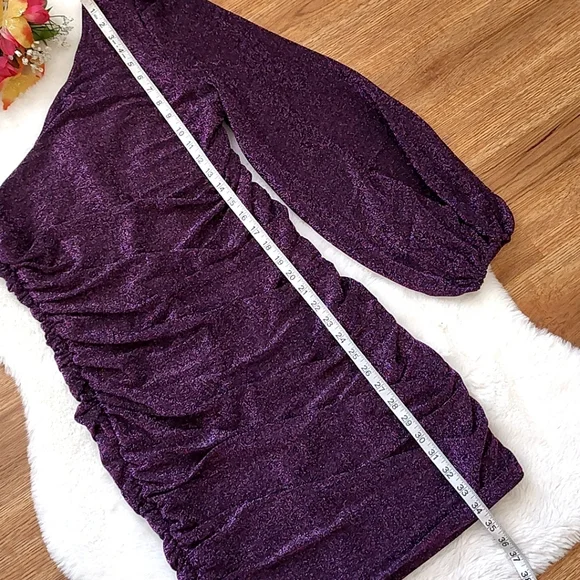 Elegant Purple One-Shoulder Dress - Picture 6 of 14